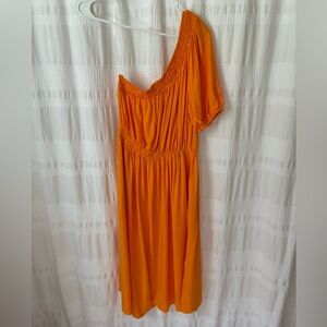 NWOT Nine West One-Shoulder Midi Ruched Sundress